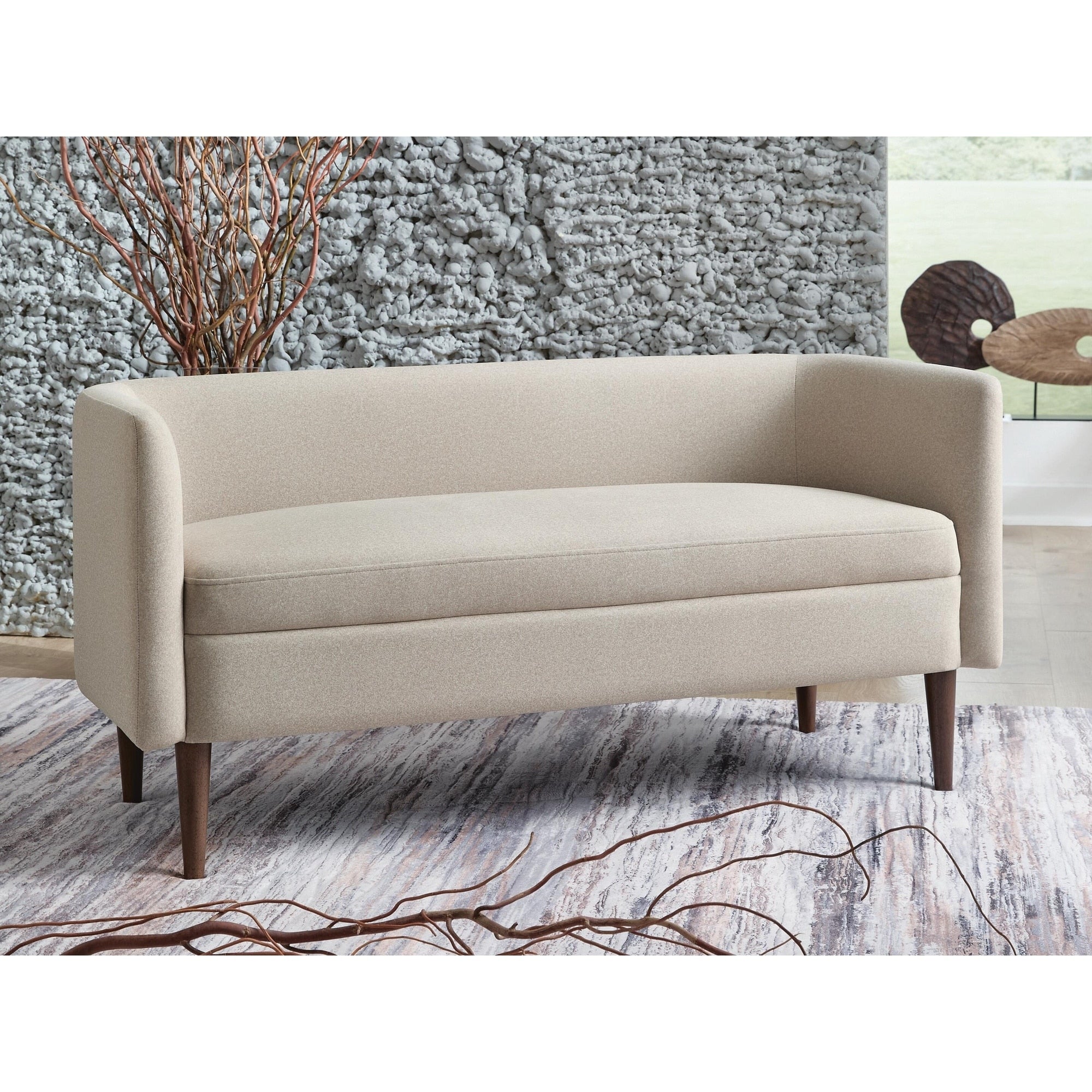 Signature Design By Ashley Wainner Beige Brown Accent Bench 52.13 W X 21.25 D X 24.5 H