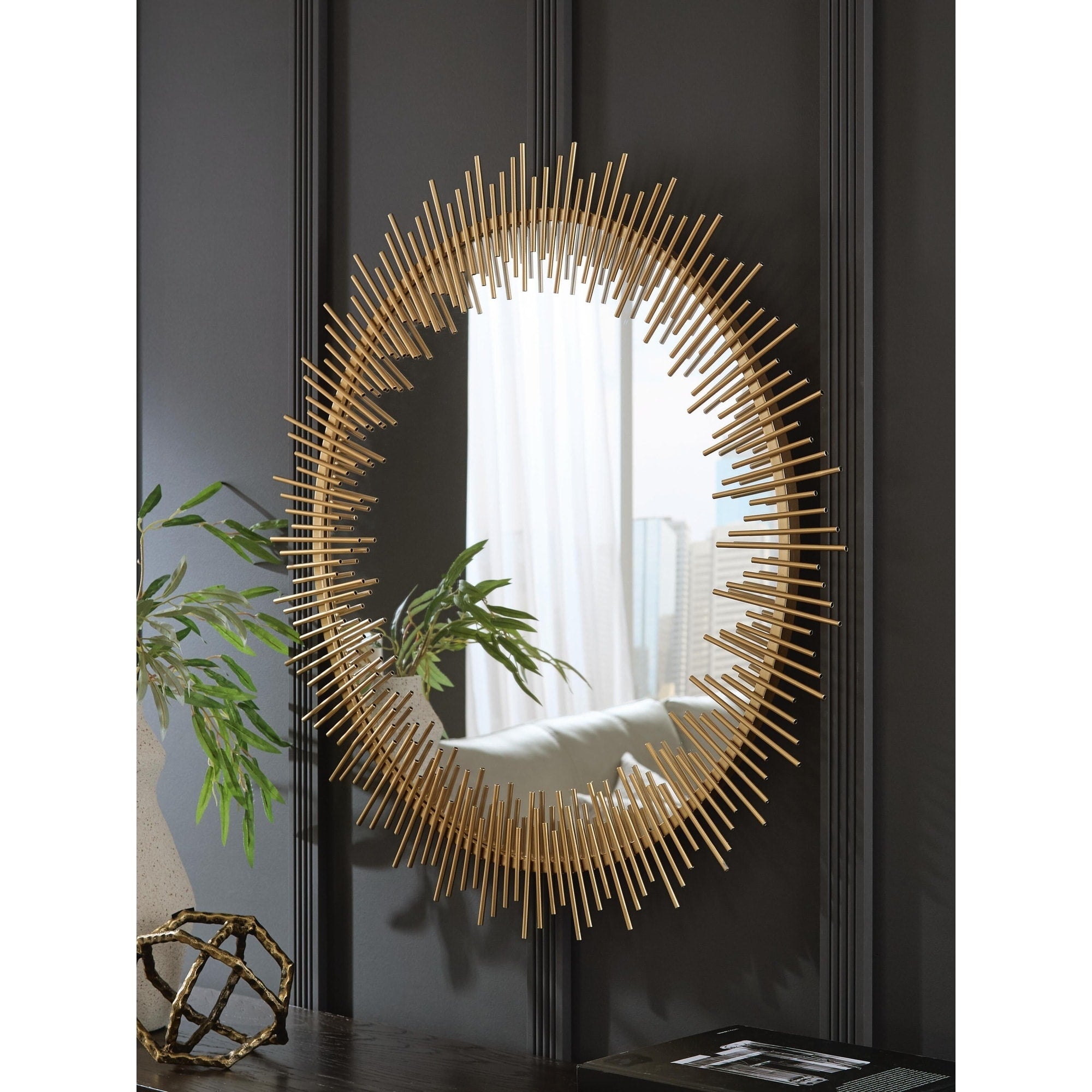 Signature Design By Ashley Wainport Gold Accent Mirror 36 W X 2 D X 36 H