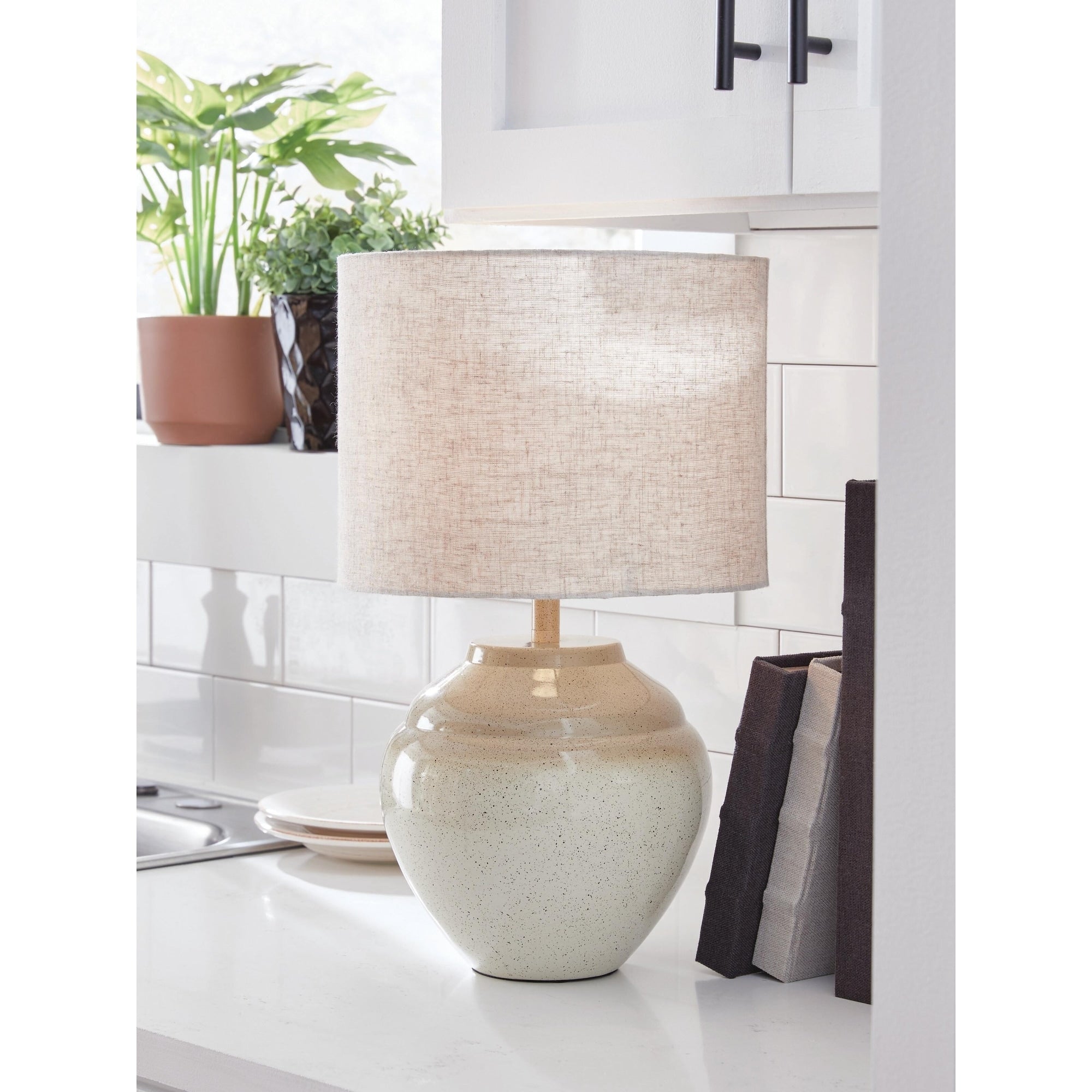 Signature Design By Ashley Waldish Beige Cream Table Lamp 11 W X 11 D X 19 H