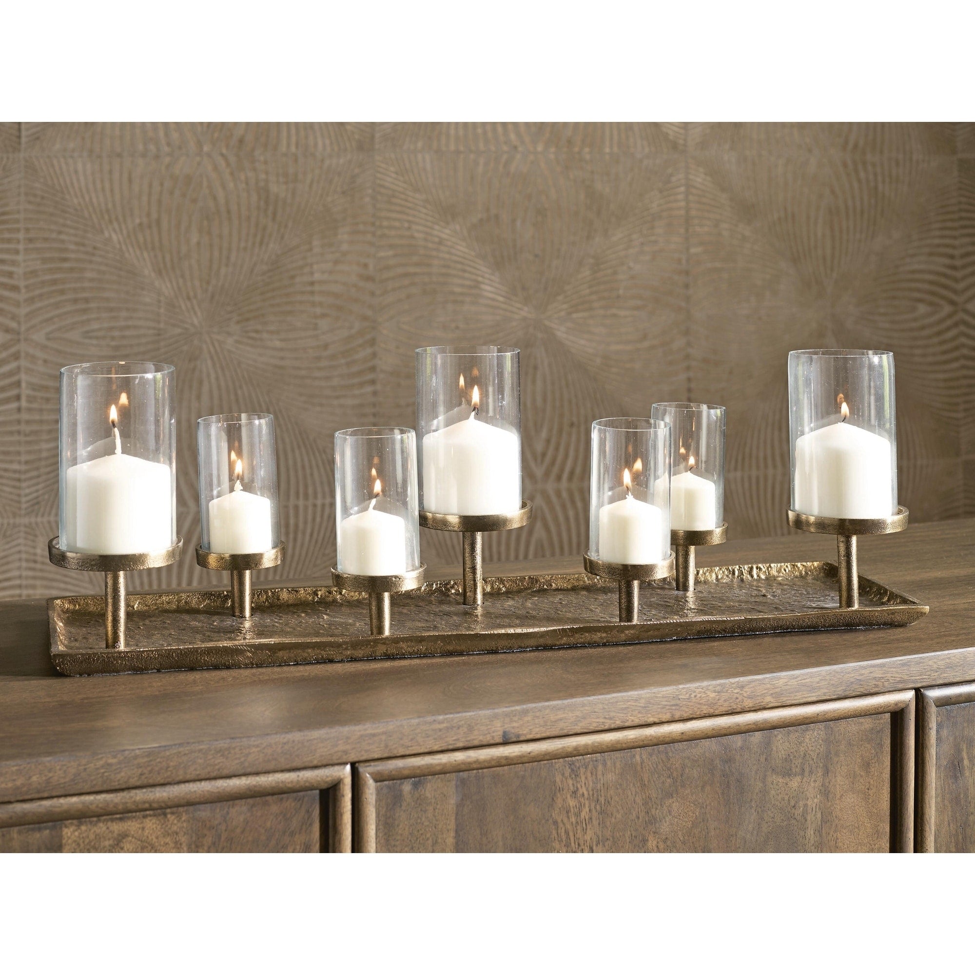 Signature Design By Ashley Wallmond Brown Clear Candle Holder 25.88 W X 6.63 D X 8.13 H