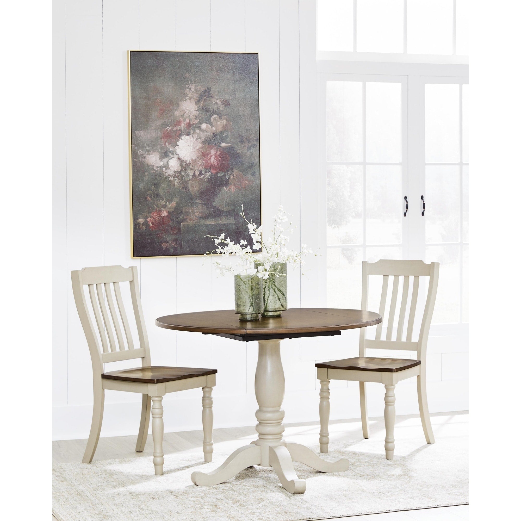 Signature Design By Ashley Waverun Antique White Brown Dining Chair 18 W X 23 D X 39 H