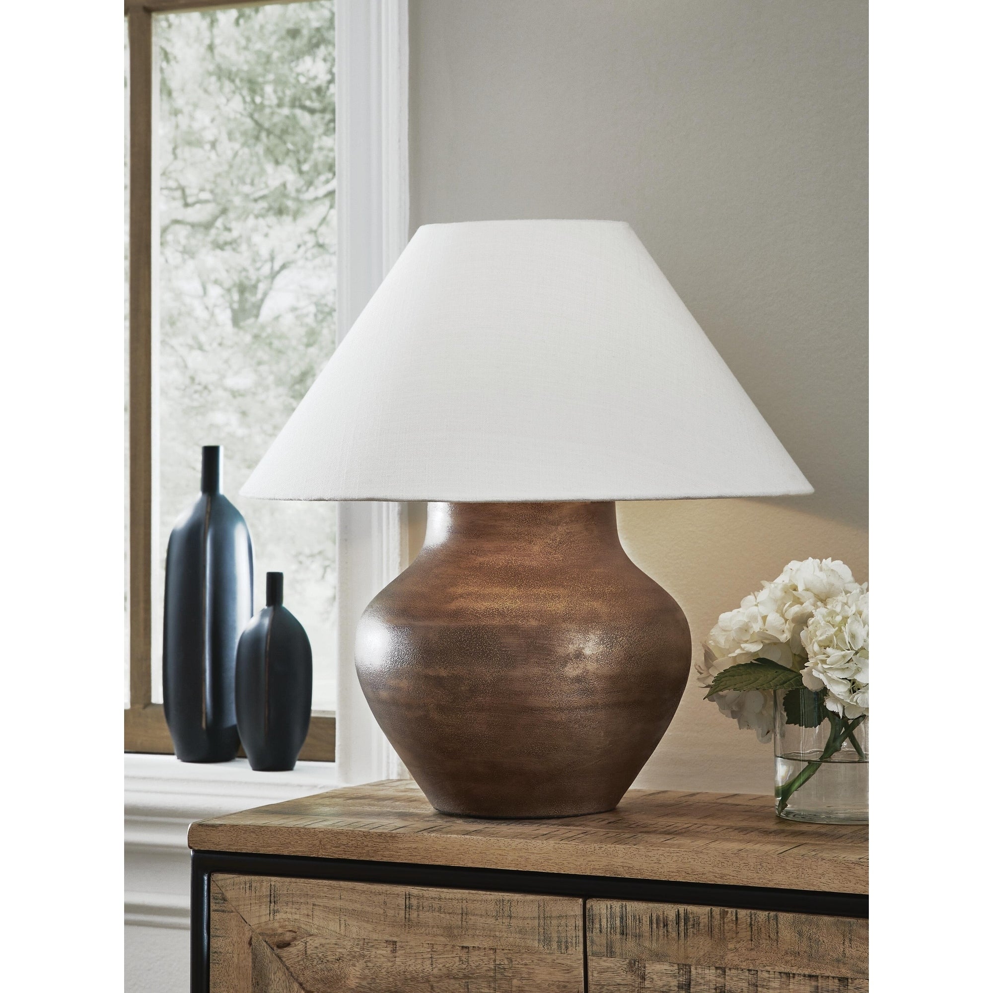 Signature Design By Ashley Whitham Antique Copper Table Lamp 22 W X 22 D X 24 H