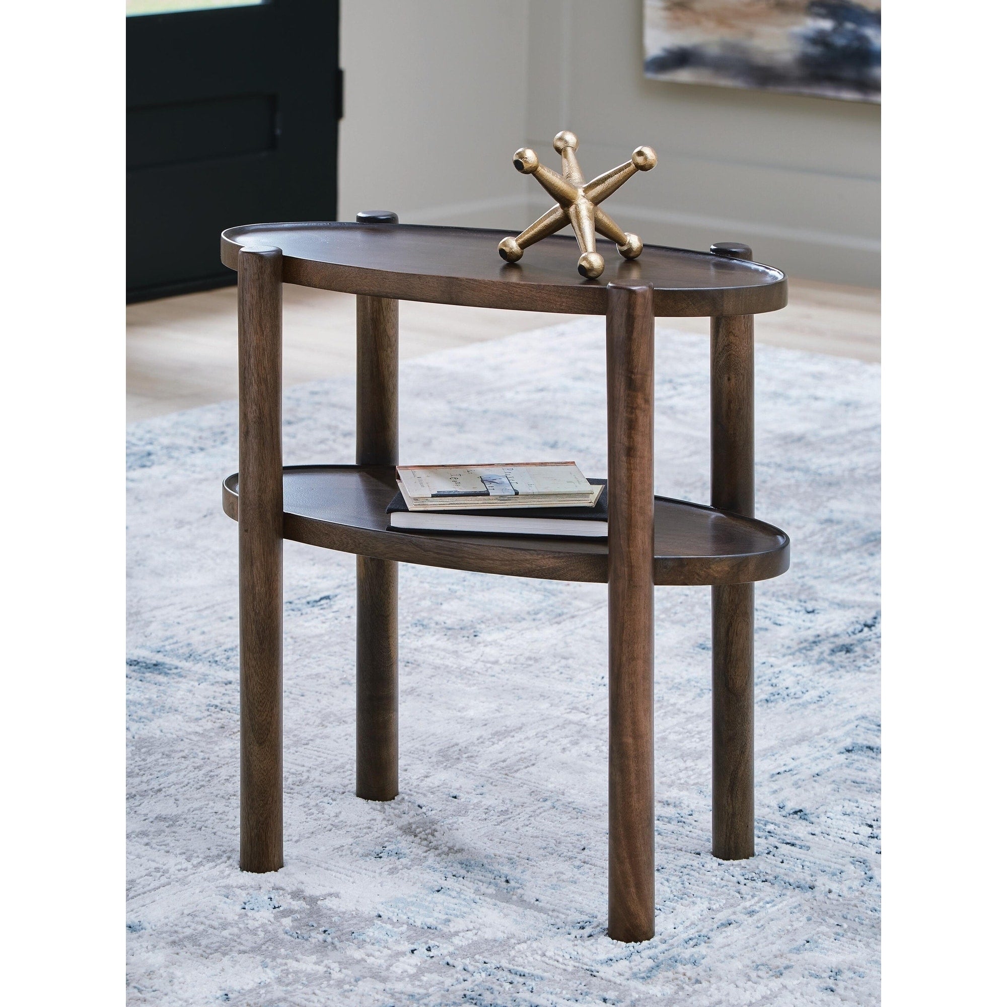 Signature Design By Ashley Wiattbury Gray Brown Accent Table 22 W X 10 D X 22 H