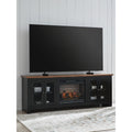 Signature Design By Ashley Wildenauer Brown Black 76 Tv Stand With Electric Fireplace For Tvs Up To 86 76 W X 18 D X 28 H