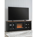 Signature Design By Ashley Wildenauer Brown Black 76 Tv Stand With Electric Fireplace For Tvs Up To 86 76 W X 18 D X 28 H