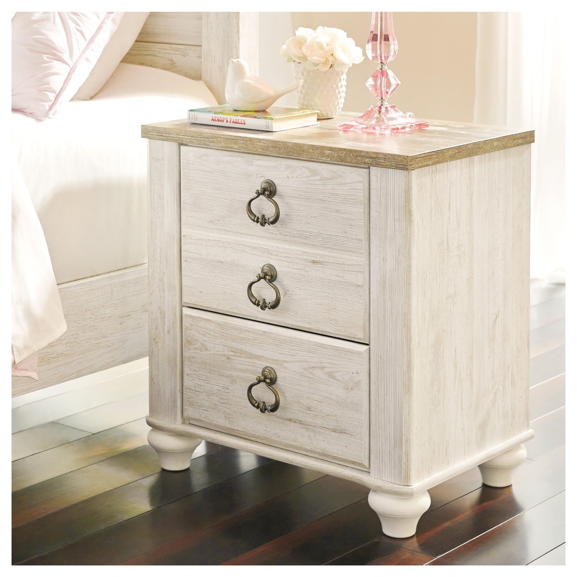 Signature Design By Ashley Willowton Two Tone Two Drawer Night Stand