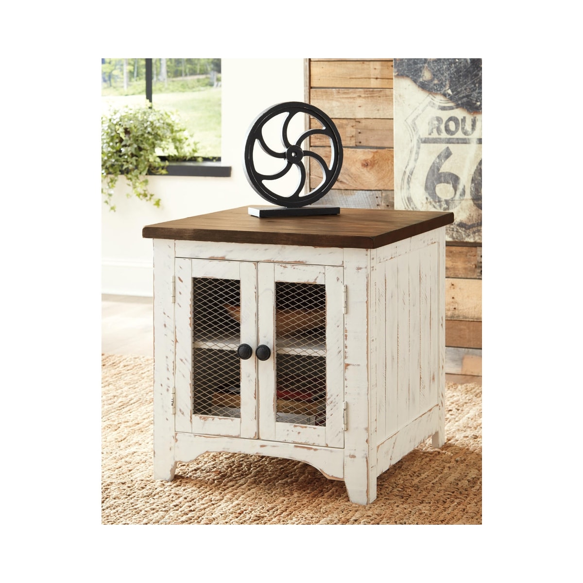 Signature Design By Ashley Wystfield White Brown Wood End Table