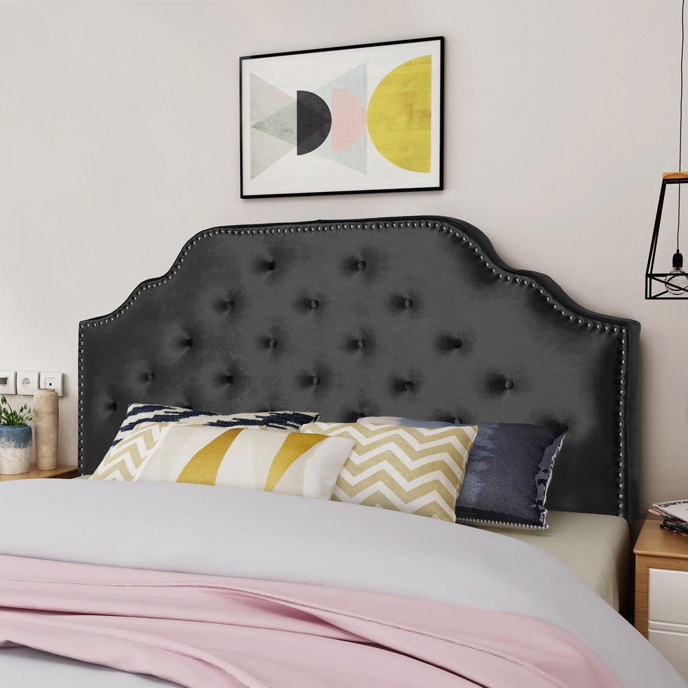 Silas Adjustable Queen Full Tufted Velvet Headboard By Christopher Knight Home