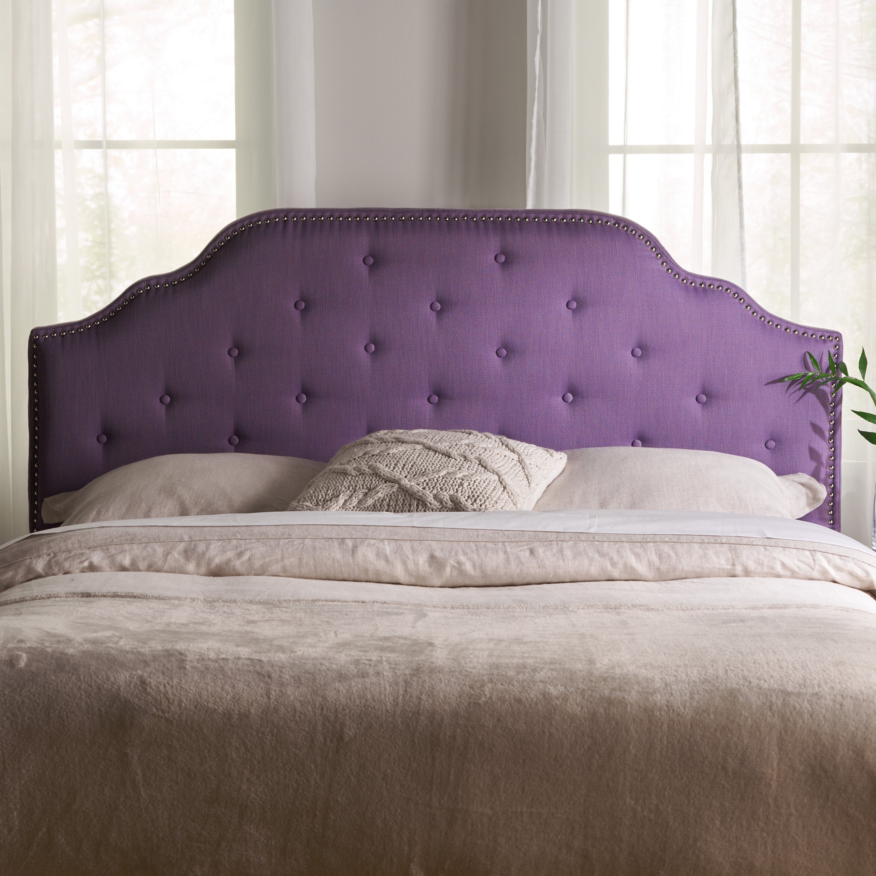 Silas Adjustable Full Queen Studded Fabric Headboard By Christopher Knight Home