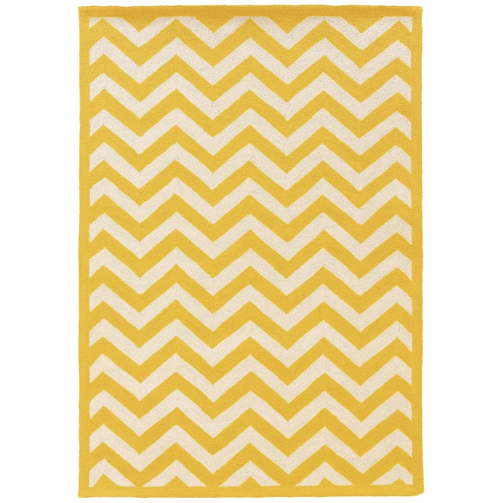 Linon Silhouette Yellow White Area Rug 5 X 7 5 X 7