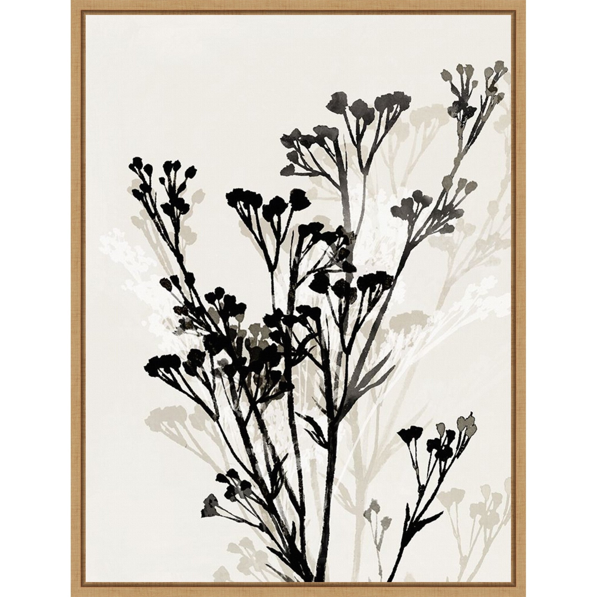 Silhouettes Of Delicate Blooms Ii By Aria K Framed Canvas Wall Art