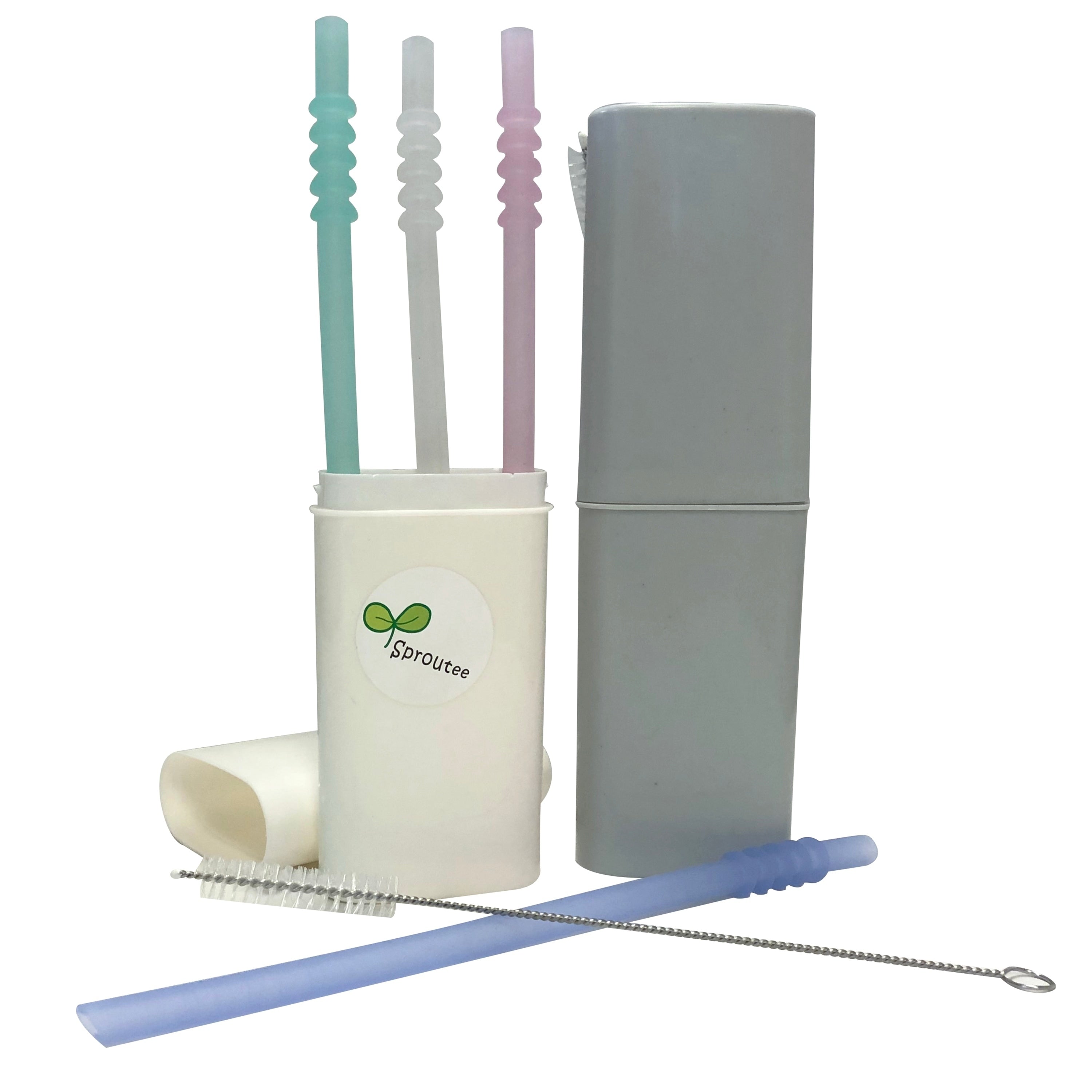 Silicone Straws 4 With Bonus Container And Brush