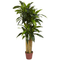 Silk 4 Foot Potted Corn Stalk Dracaena Plant Green 4H X 2D