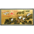 Silk Sunset Cranes Gold Leaf Screen China