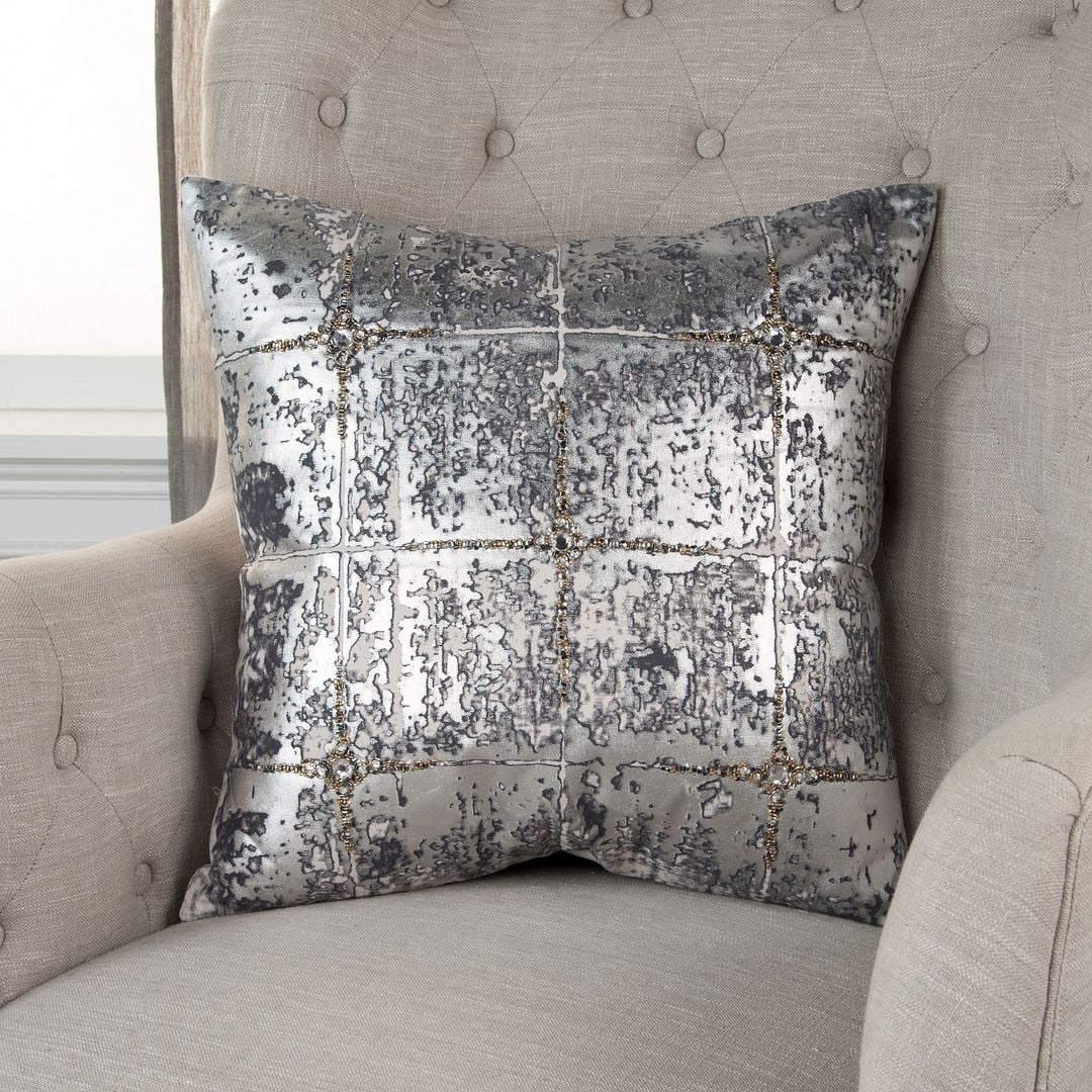 Rizzy Home Silver Abstract 20 X20 Filled Pillow