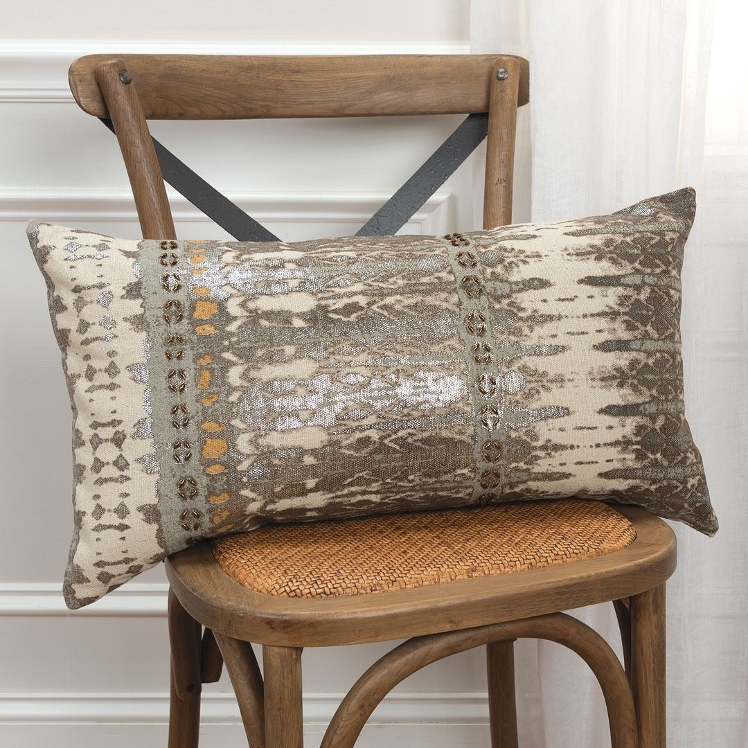 Rizzy Home Silver Abstract 14 X26 Filled Pillow