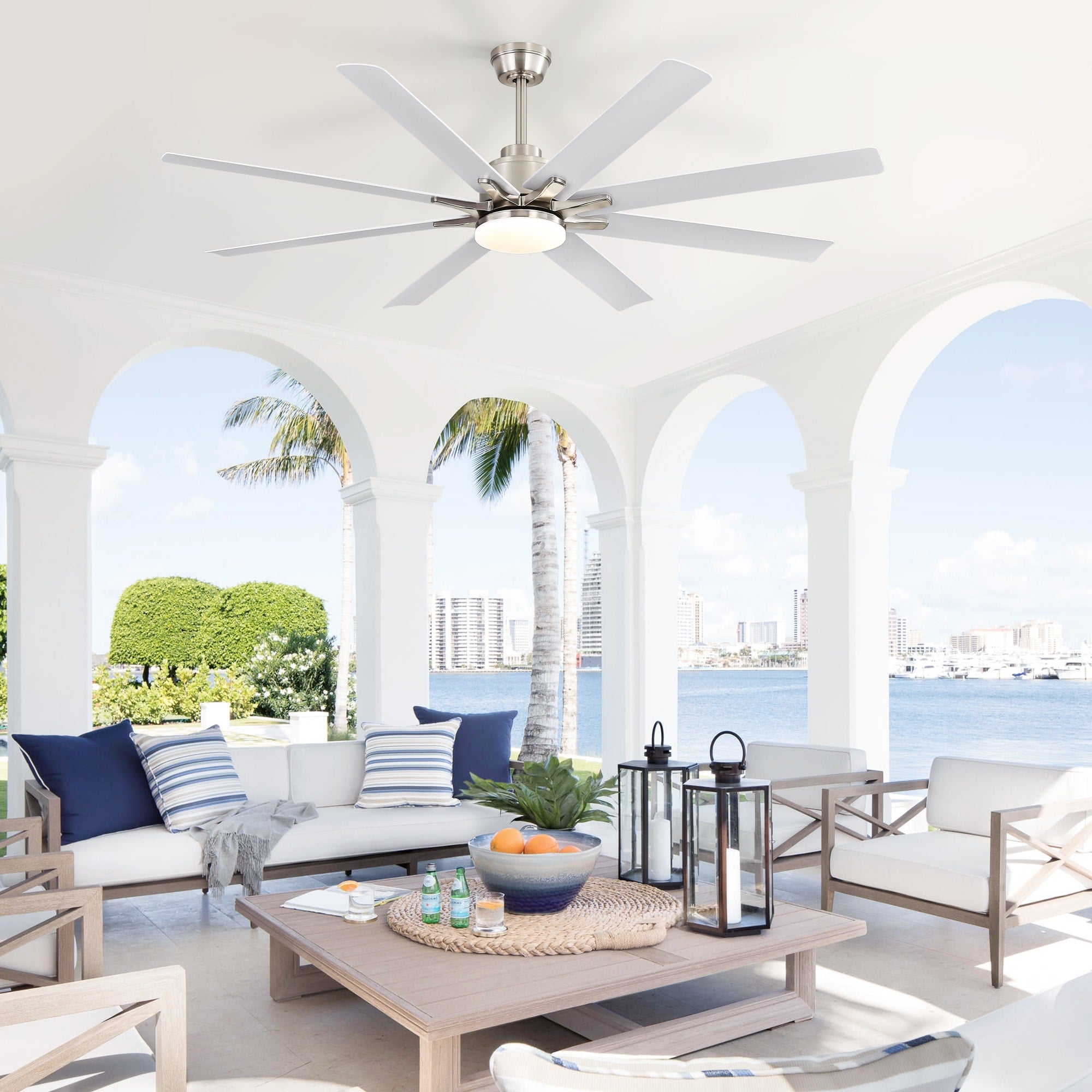 Silver Ceiling Fan With Dimmable Led Lights Reversible Motor