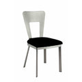 Silver Finish Keyhole Back Side Chairs Set Modern