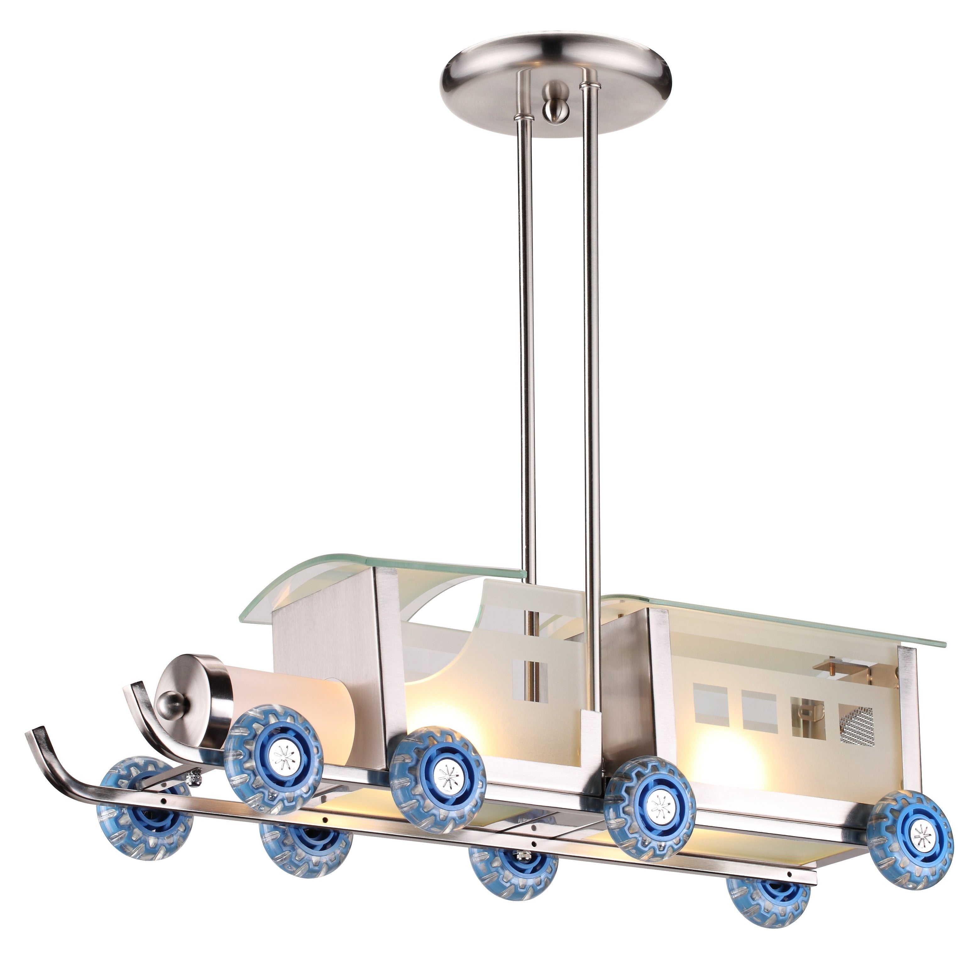 Silver Glass Train Kids Lighting