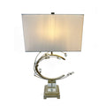 Silver Metal Frame Table Lamp With Clear Crystal