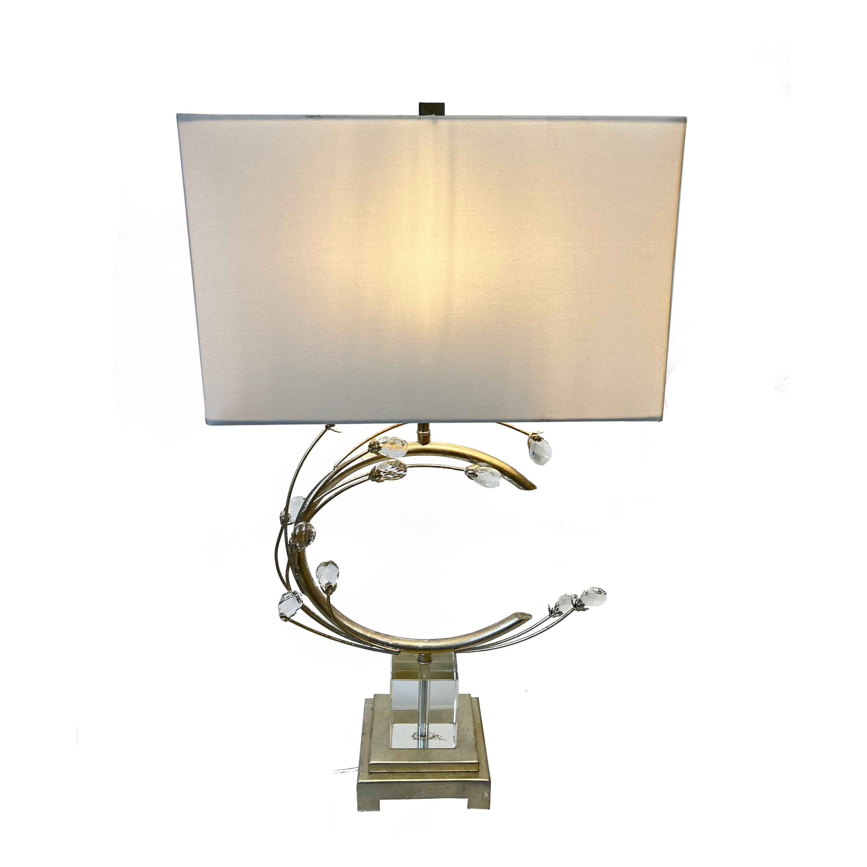 Silver Metal Frame Table Lamp With Clear Crystal