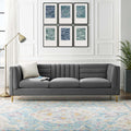 Silver Orchid Adams Channel Tufted Performance Velvet Sofa