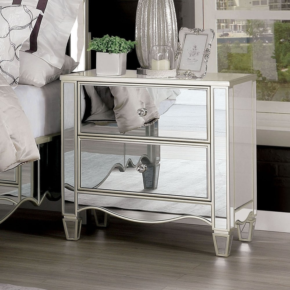 Calpan Transitional Silver 2 Drawer Nightstand By Foa