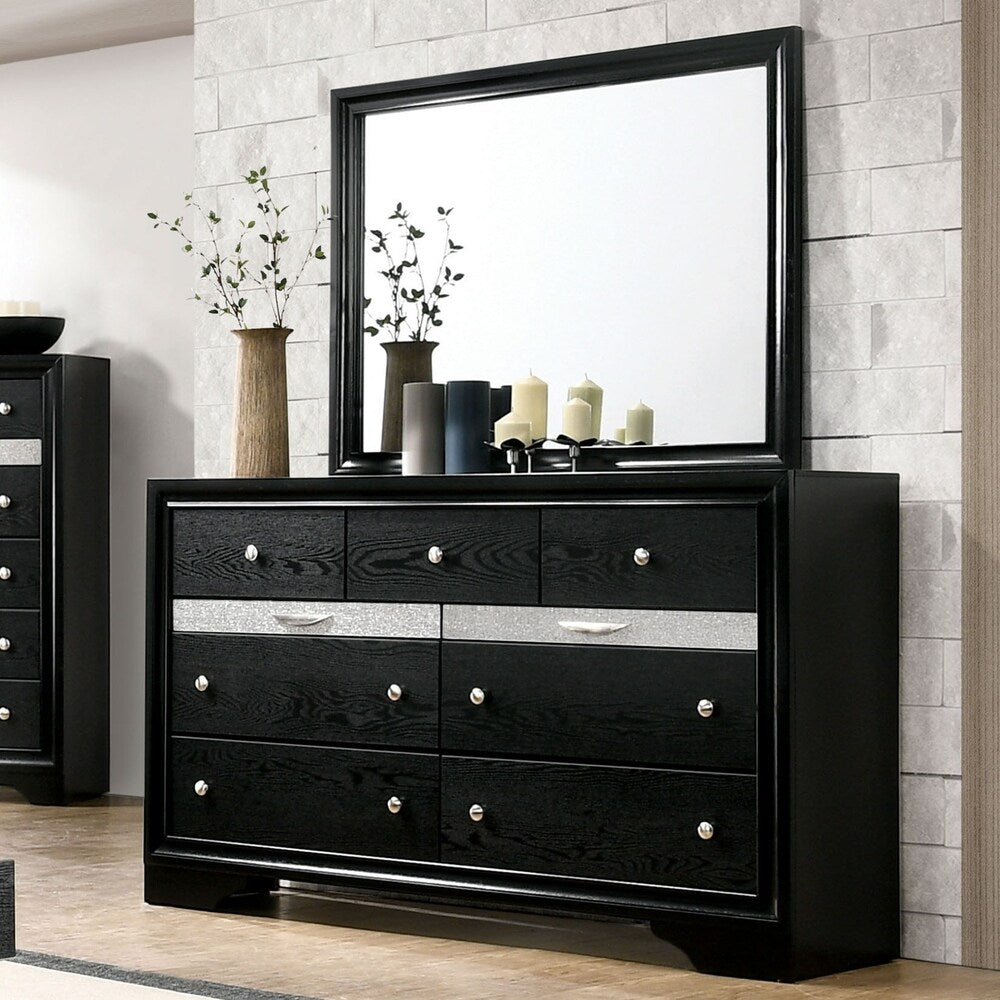 Silver Orchid Balistrieri Black 2 Piece Dresser And Mirror Set
