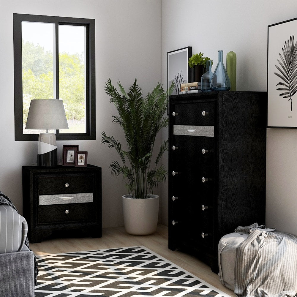 Silver Orchid Balistrieri Black 2 Piece Nightstand And Chest Set