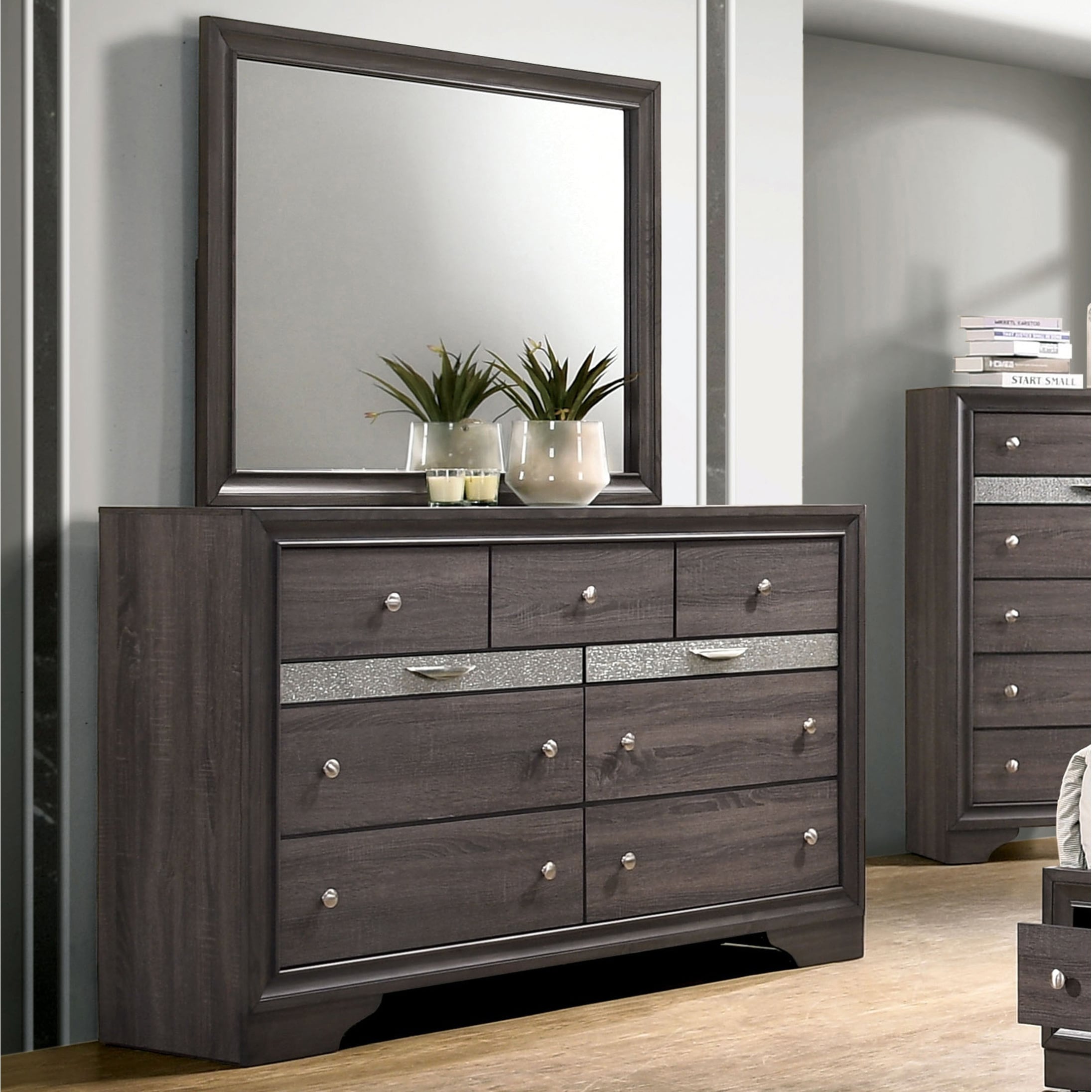 Longmont Contemporary Grey 2 Piece Dresser And Mirror Set By Foa