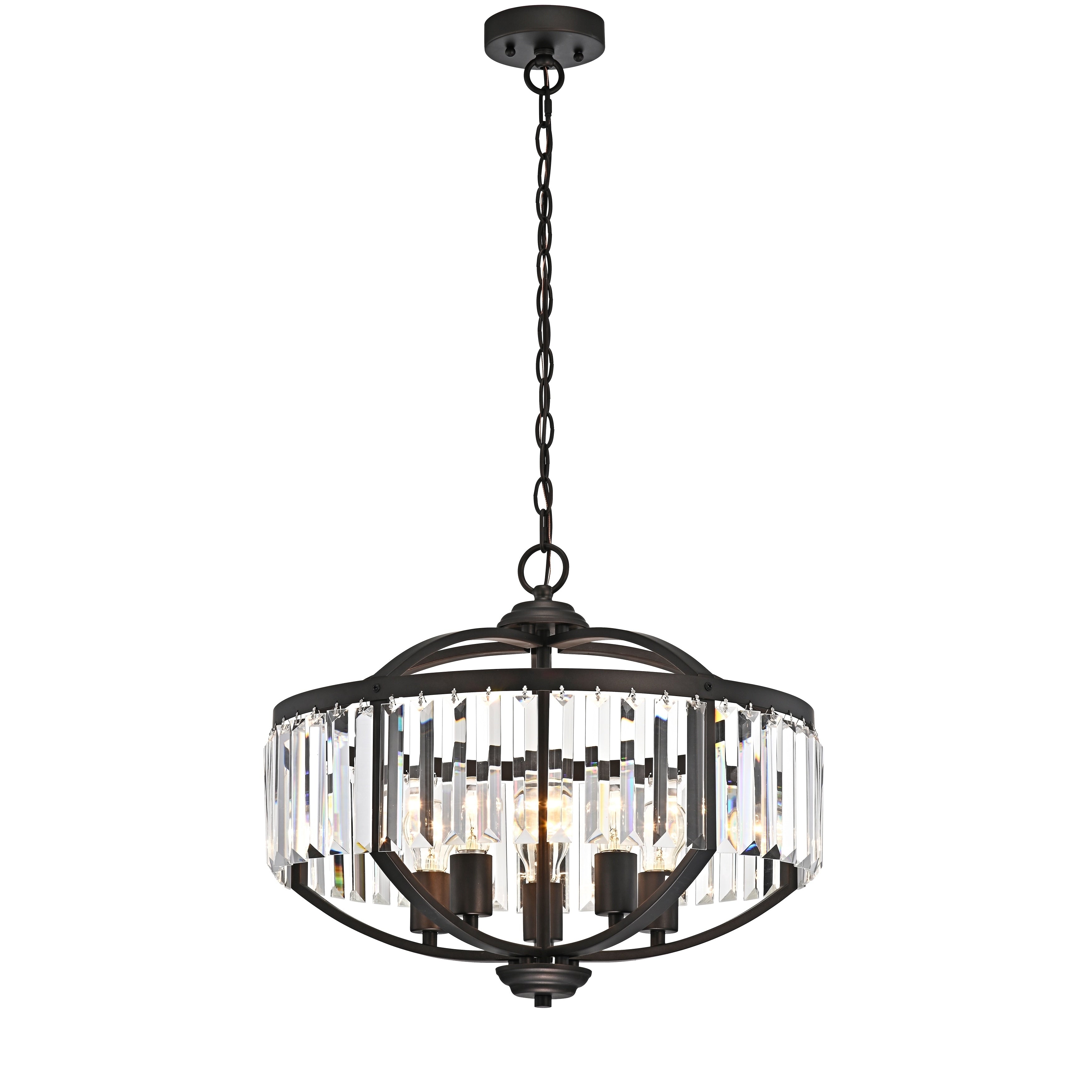 Silver Orchid Basch 5 Light Oil Rubbed Bronze Crystal Glass Hanging Pendant
