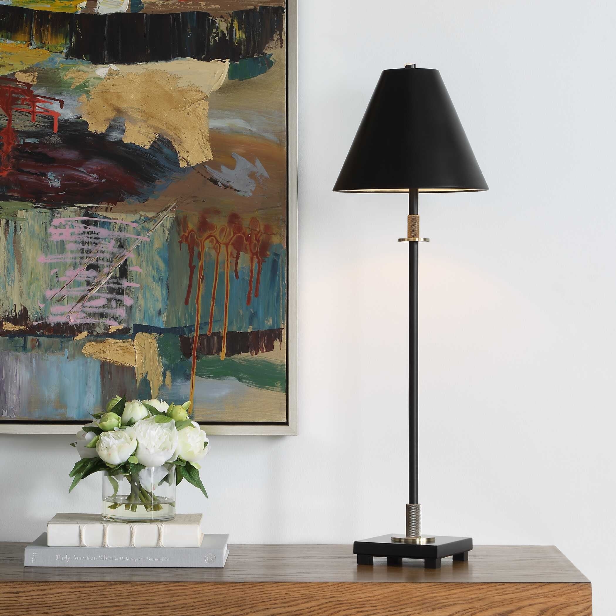 Silver Orchid Black Metal Buffet Lamp.