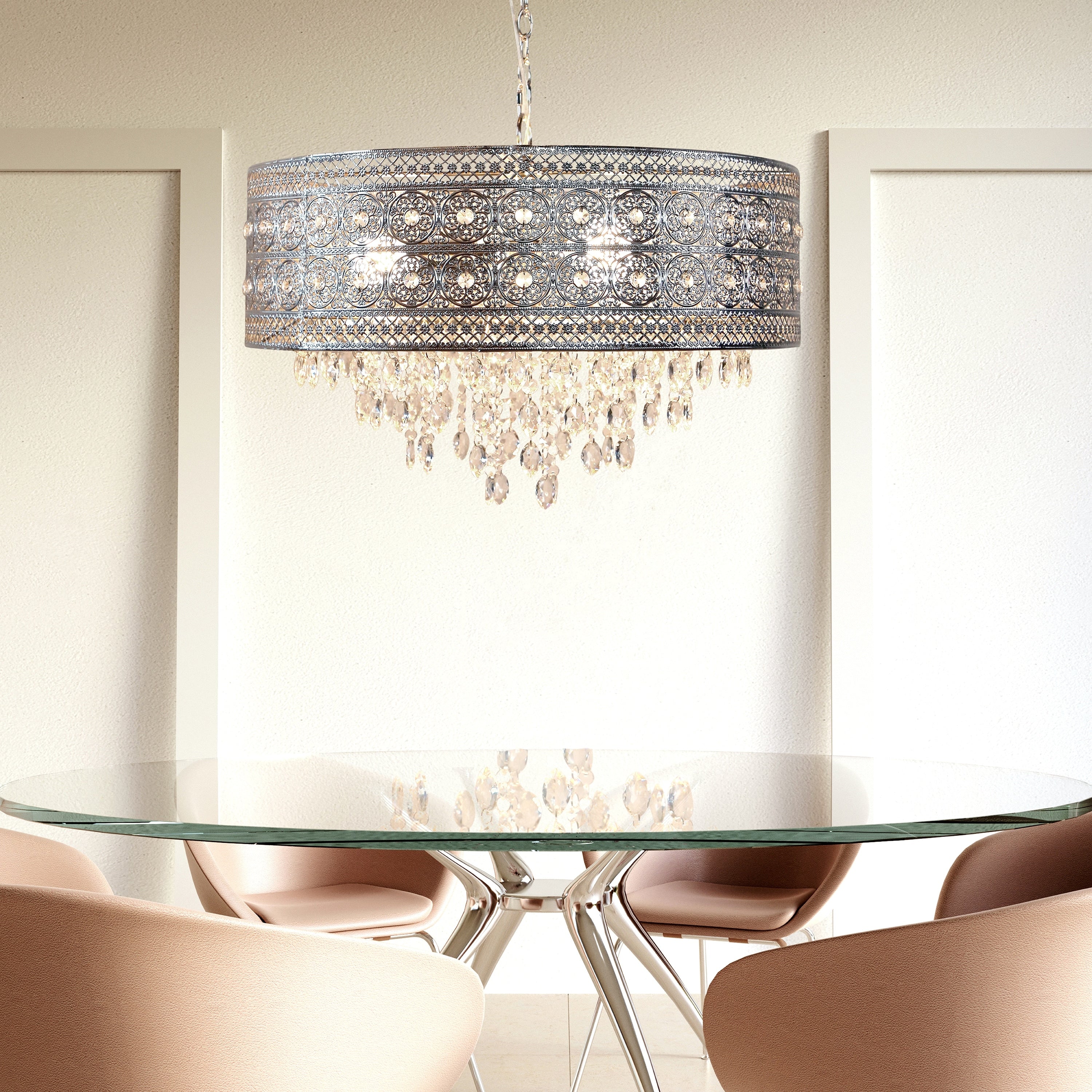 Silver Orchid Swanson Nickel Crystal 3 Light Chandelier