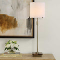 Silver Orchid Brown Marble And Metal Buffet Lamp.