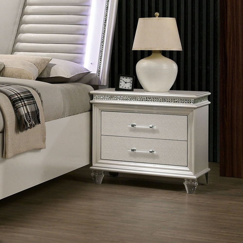Almeido Transitional Pearl White 2 Drawer Nightstand By Foa
