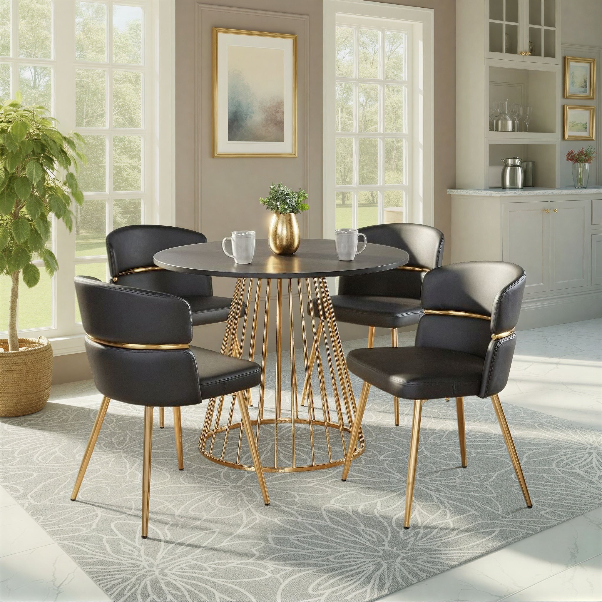 Silver Orchid Canary Lena Gold 5 Piece Dining Set