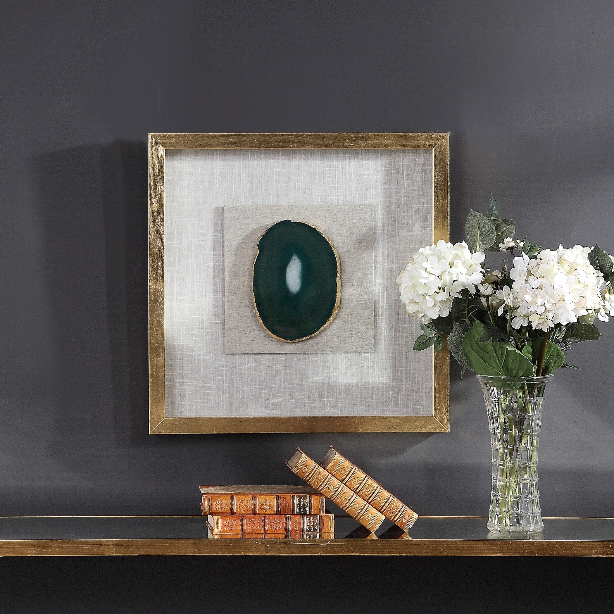 Silver Orchid Clark Gold Agate Stone Shadow Box