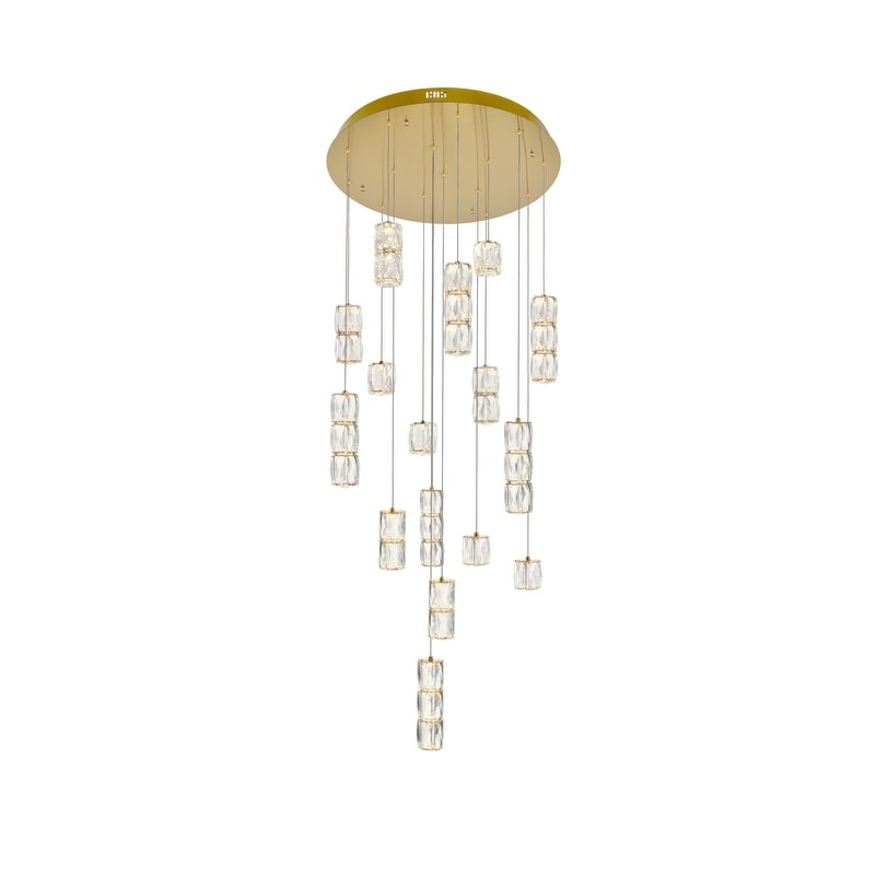 Paisley Led Light Chrome Pendant Clear Crystal 28 W X 9.2 H