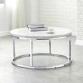 Porch Den Eden White Marble Top Round Coffee Table
