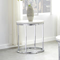 Porch Den Eden White Marble Top Round End Table