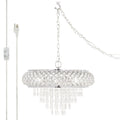 Silver Orchid Erlanger Clear And Chrome Tiered Crystal Glass Plug In And Hardwire Hanging Chandelier