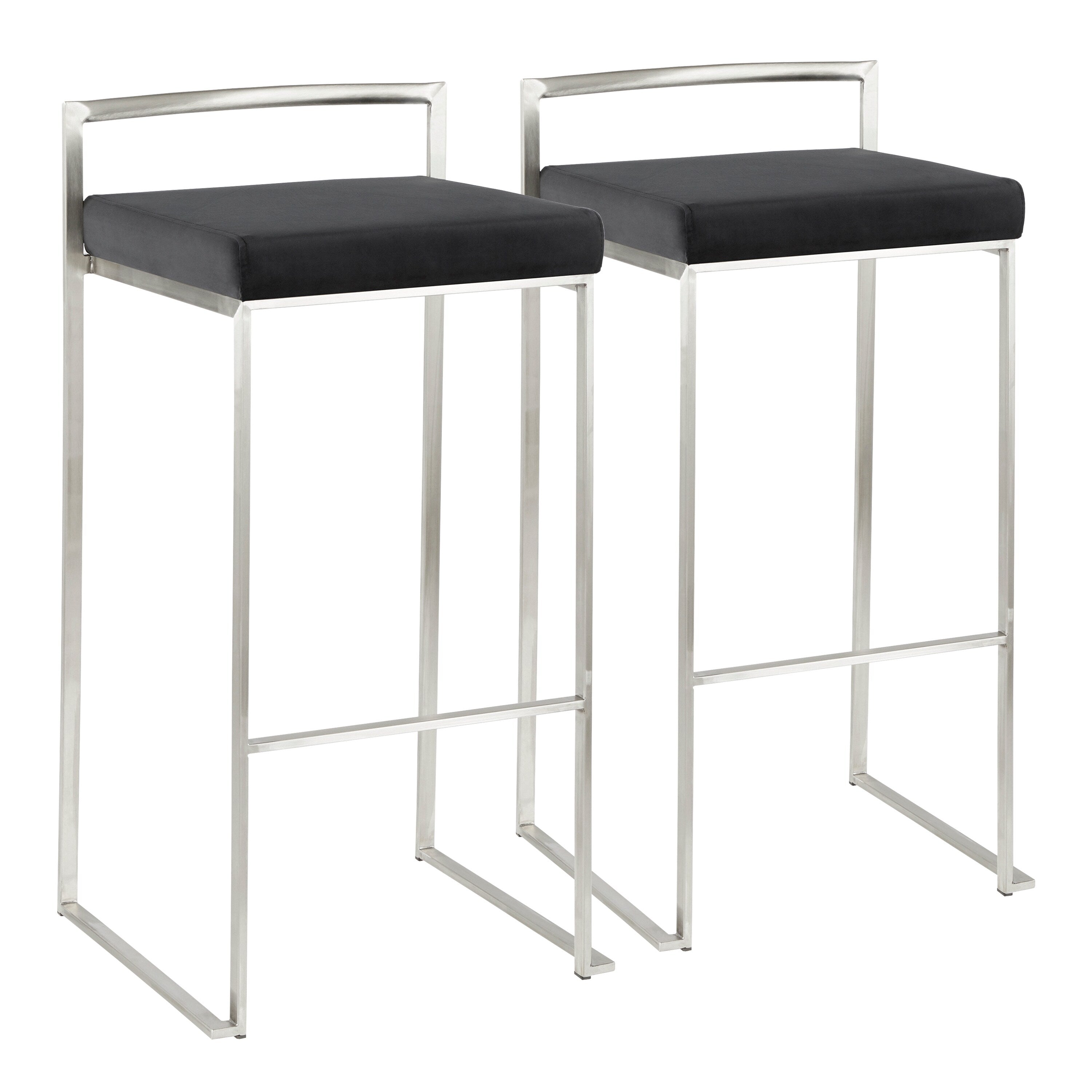 Fuji Contemporary Stackable Stainless Steel Bar Stool Set Of 2