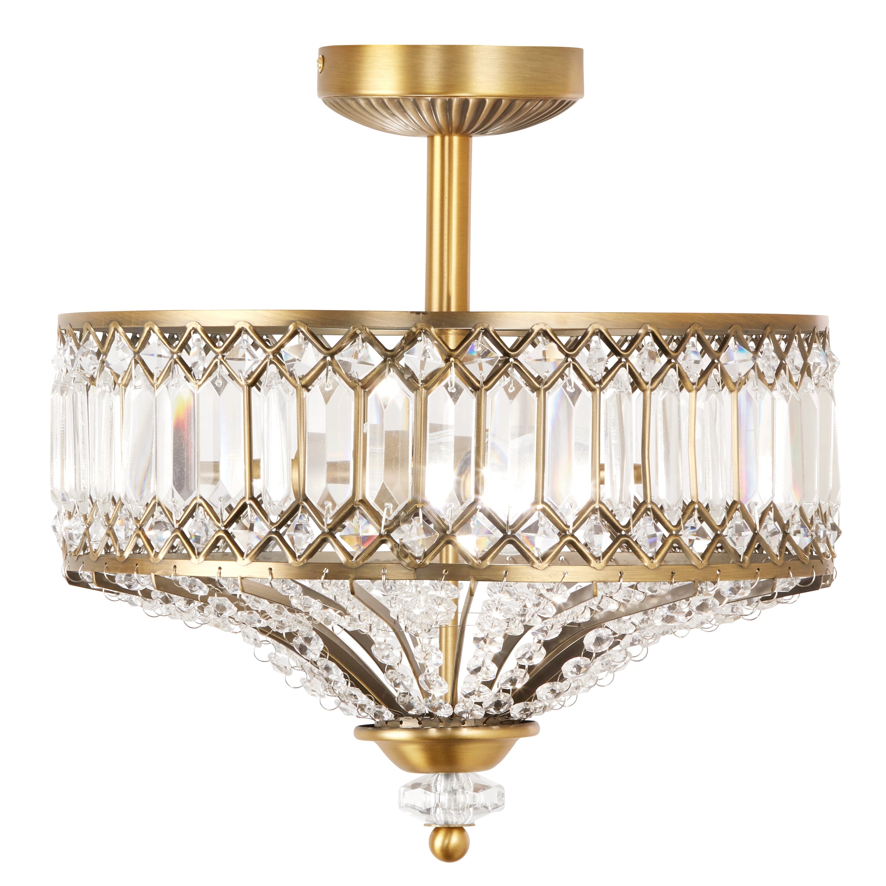 Silver Orchid Furey Tiered Jeweled Glass Bronzed Metal Semi Flush Mount Lighting Fixture