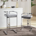 Silver Orchid Custom Upholstered Chrome Finish Barstools Set Of 2