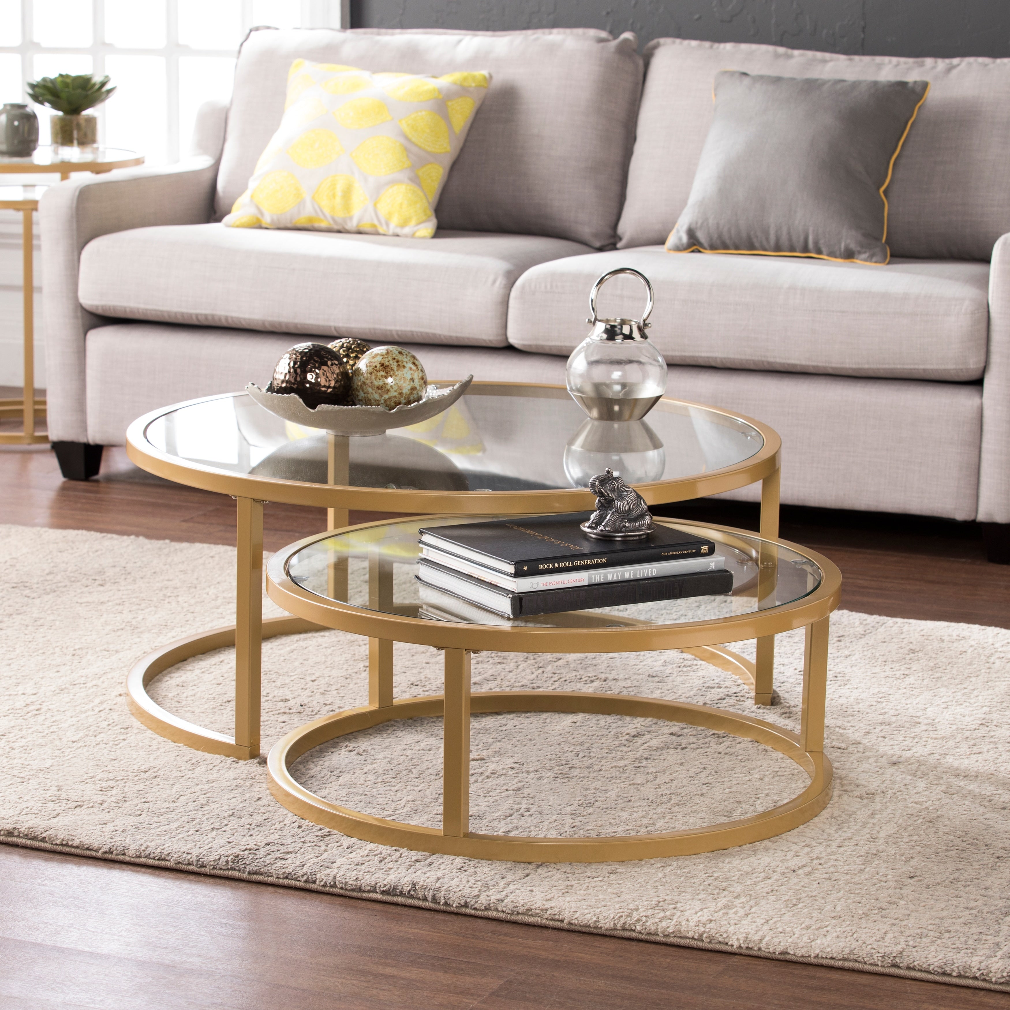 Silver Orchid Grant Glam Nesting Cocktail Table 2 Piece Set