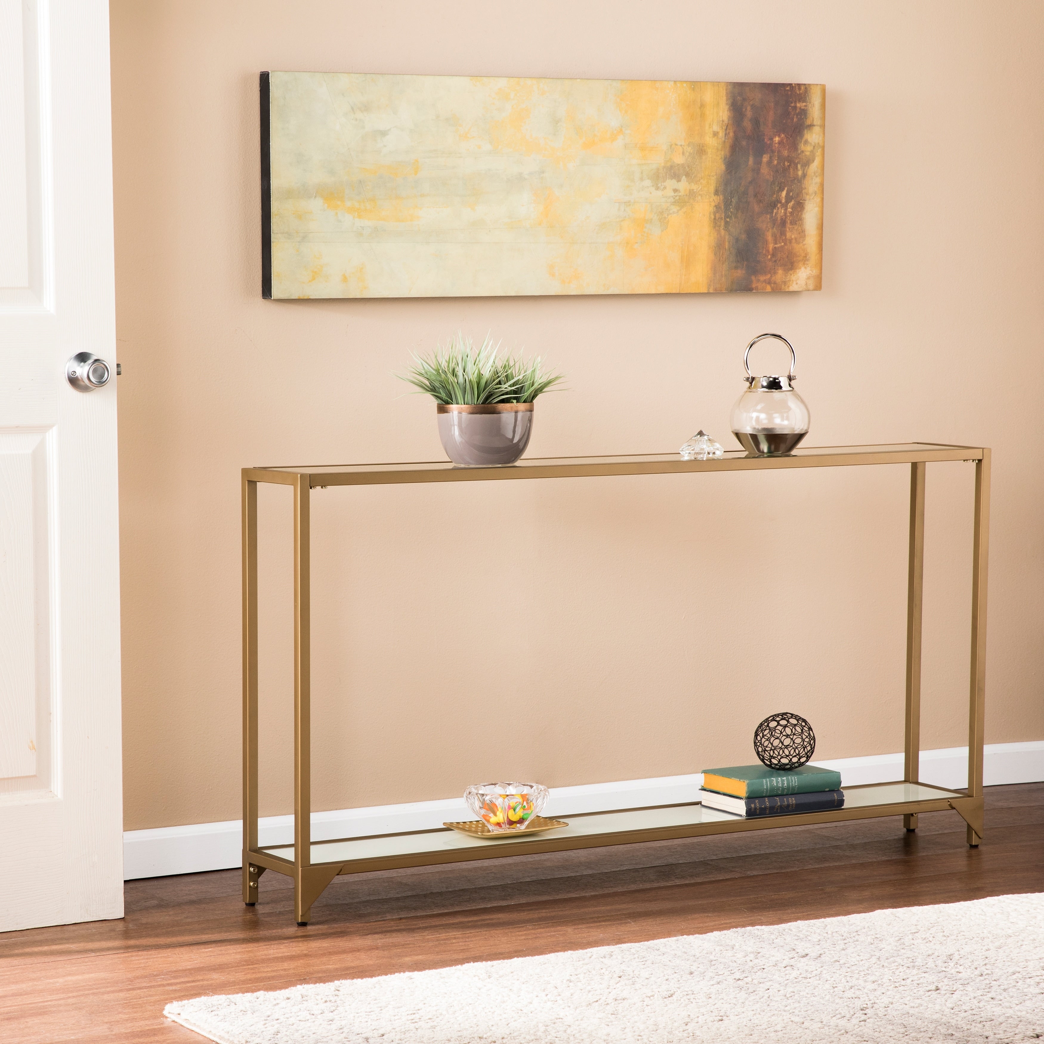 Silver Orchid Grant Narrow Metal Console Table