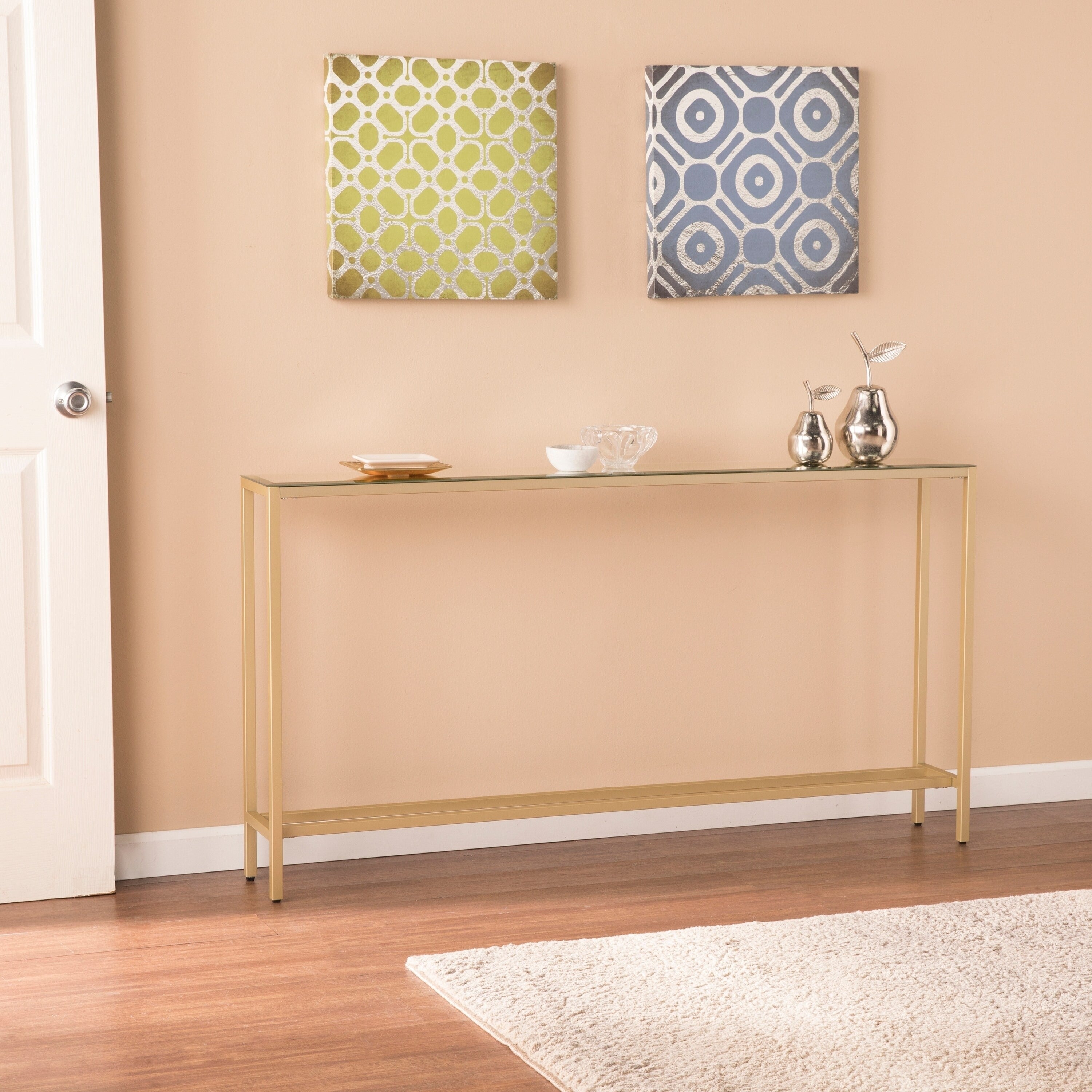 Silver Orchid Ham Narrow Long Console Table W Mirrored Top