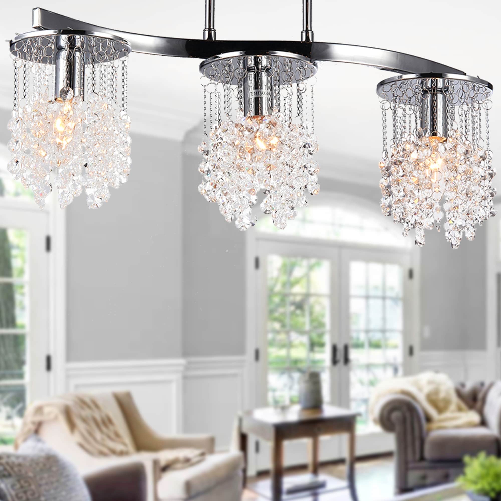 Silver Orchid Hessling Chrome 22 Inch 3 Light Crystal Chandelier