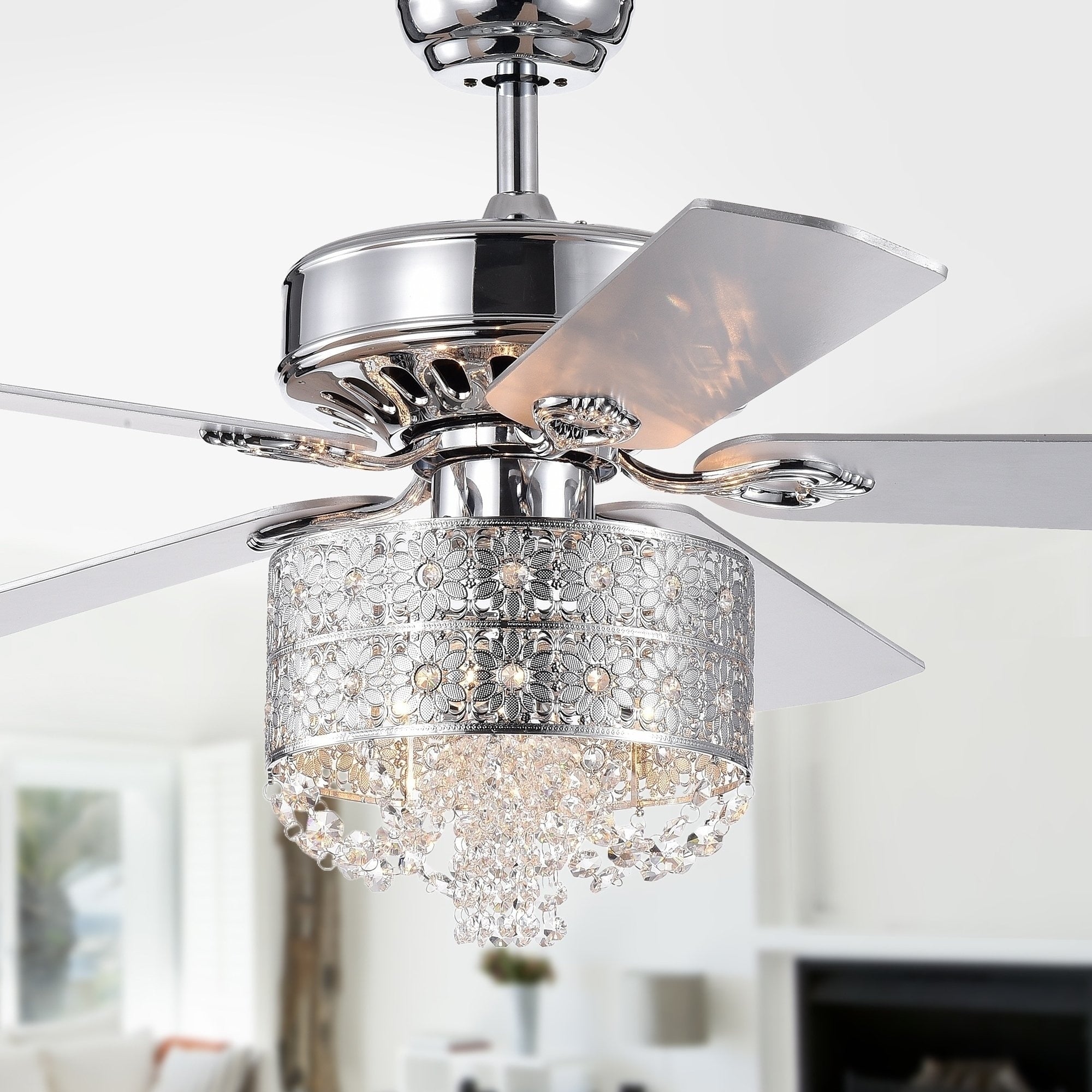 Silver Orchid Lang 52 Inch 5 Blade Chrome Lighted Ceiling Fan