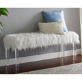 Silver Orchid Mackaill White Faux Fur Bench